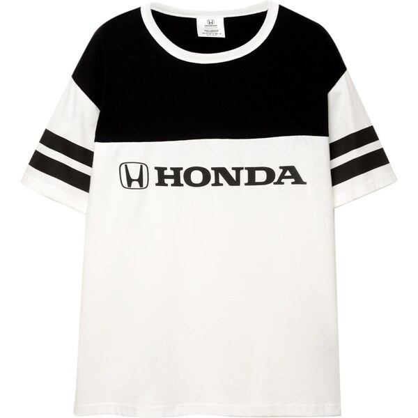 Pull&Bear Tričko HONDA čierna / šedobiela 65475113