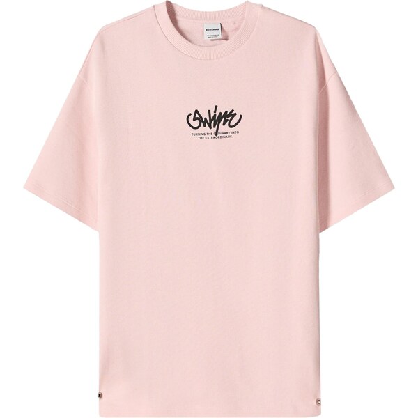Bershka Tričko rosé / čierna 65887322