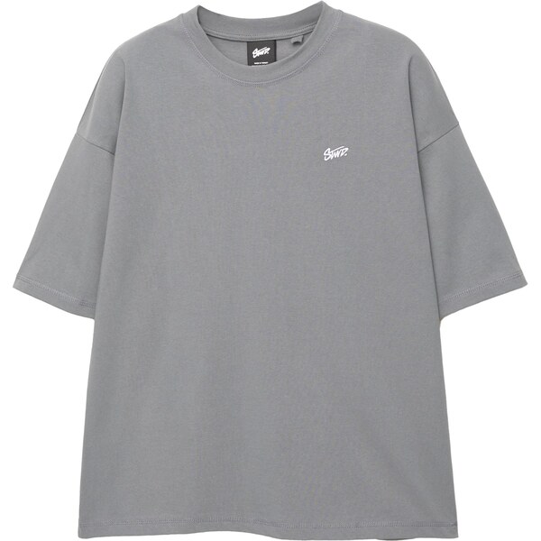 Pull&Bear Tričko STWD dymovo modrá / biela 65475117