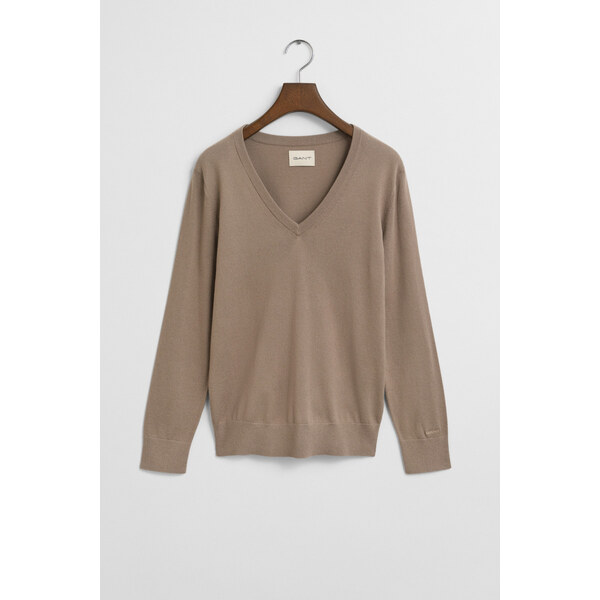 SVETER GANT FINE KNIT V-NECK TAUPE BEIGE 64944437
