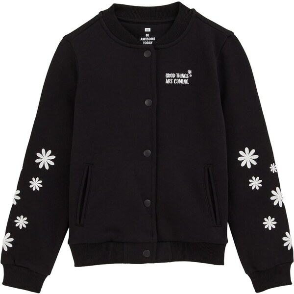 WE Fashion Tepláková bunda čierna / biela 65656065