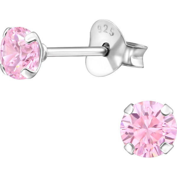 Olivie Stříbrné 4mm náušnice PINK 9845 64996317