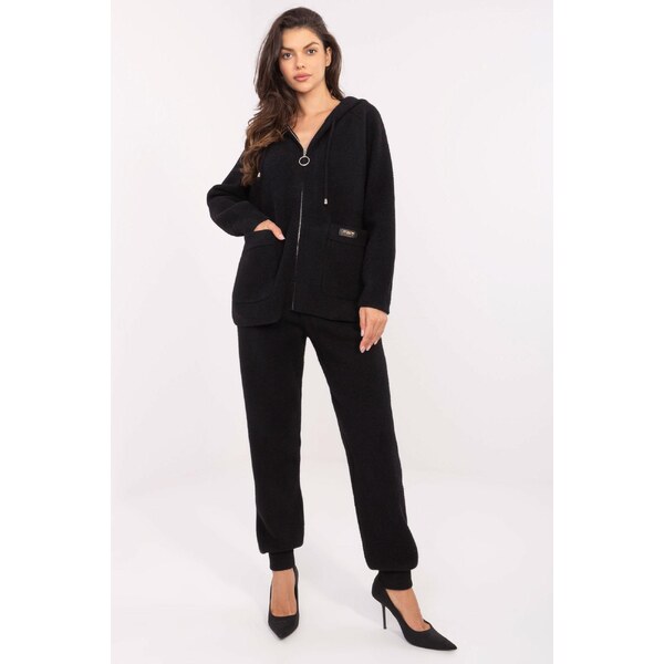 MladaModa Alpaka súprava s mikinou s kapucňou model 81860 čierna 65082560