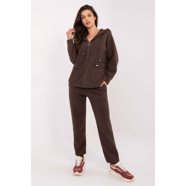 MladaModa Alpaka súprava s mikinou s kapucňou model 81860 hnedá 65082562