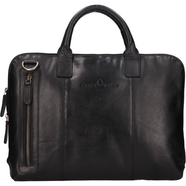 Kožená taška na notebook Greenwood Bern - čierna 64964826