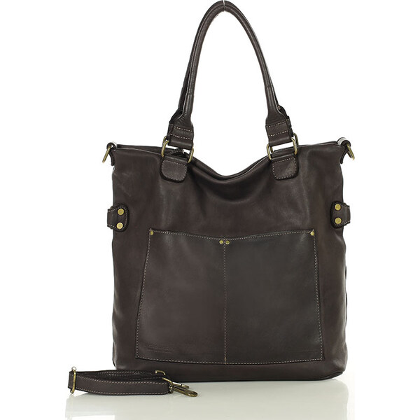 Tmavo hnedá kožená kabelka MARCO MAZZINI v7e 12604169