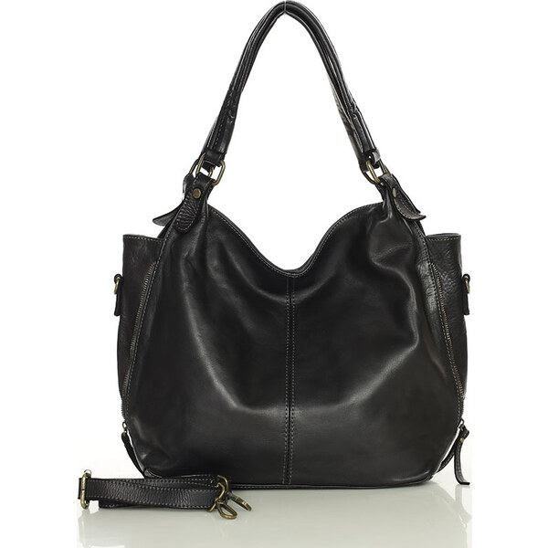 MARCO MAZZINI Mestská kožená kabelka black v47a 14339702