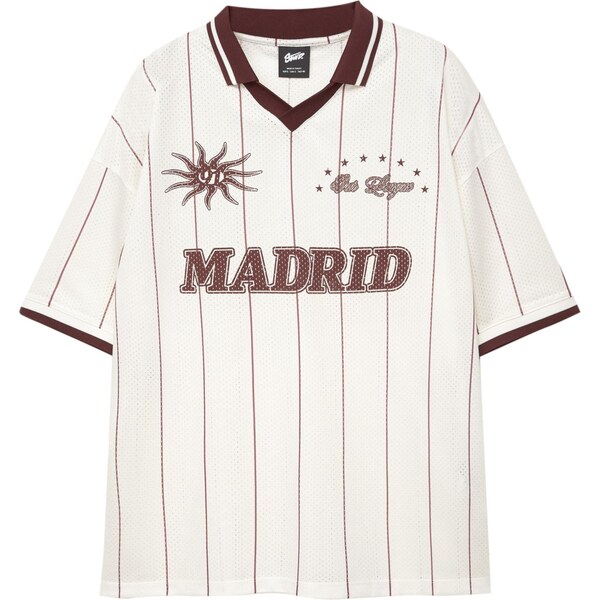 Pull&Bear Tričko STWD burgundská / biela ako vlna 65475157