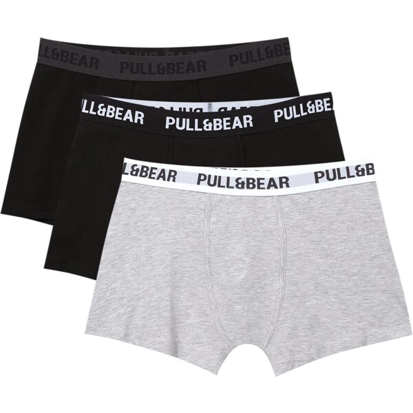 Pull&Bear Boxerky antracitová / svetlosivá / čierna / biela 64957557