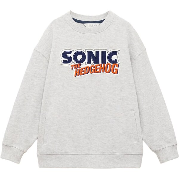 MANGO KIDS Mikina SONICTHE sivá melírovaná 65558968