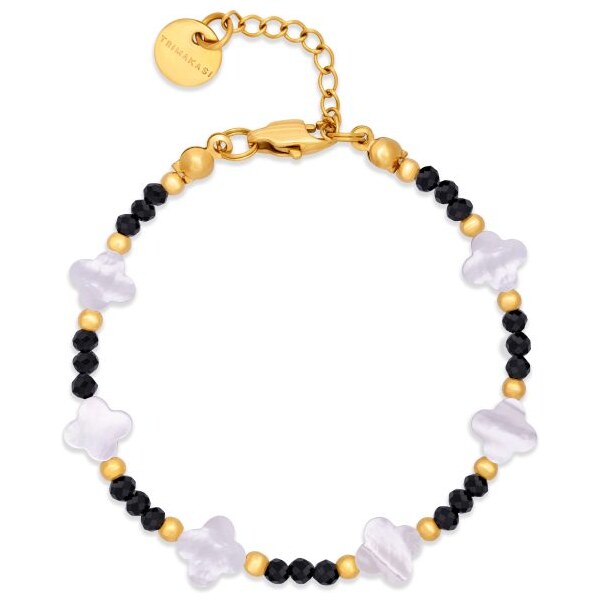 Dámsky náramok so štvorlístkami a čiernym turmalínom - Zlatá Trimakasi 64958657
