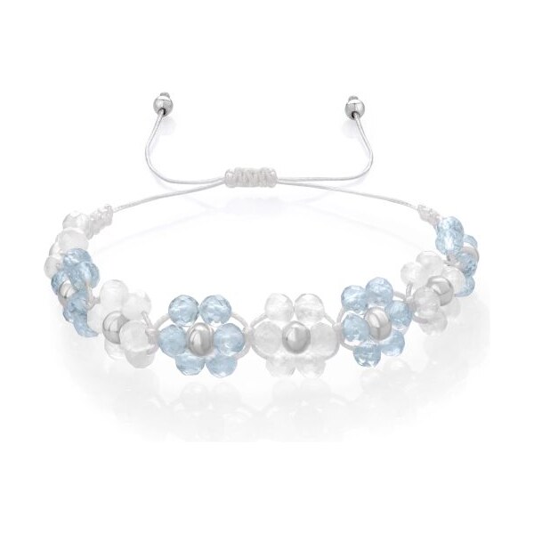 Náramok s kvetmi Akvamarín a Mesačný kameň – Fleur Eterna - Strieborná 64958658