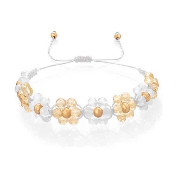 Náramok s kvetmi Citrín a Mesačný kameň – Fleur Eterna - Zlatá 64958659