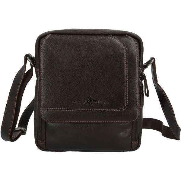Pánska kožená crossbody taška tmavo hnedá - Greenwood Vaios hnedá 65066213