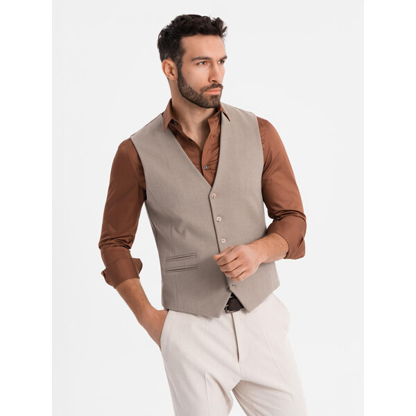 Ombre Mens suit vest with classic detailing and lining - beige 64979391