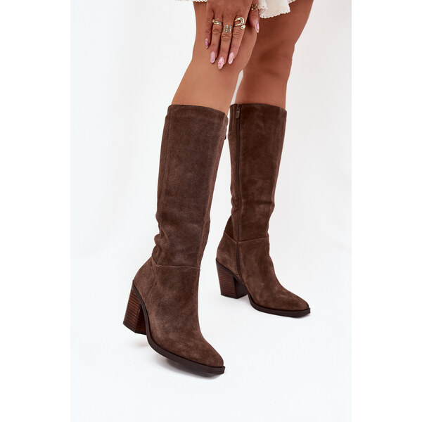 Boto Zazoo Semišové Čižmy Na Opätku So Zipsom Hnedé Lissara 64988915