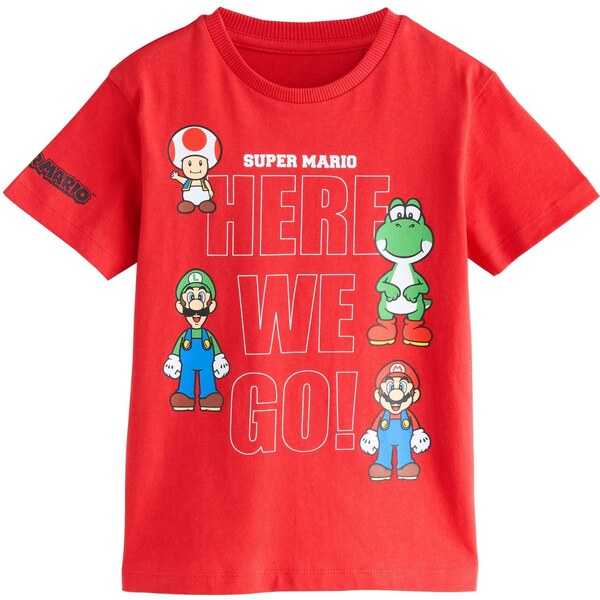 Next Tričko Mario Gaming kráľovská modrá / zelená / brusnicová / biela 65884915