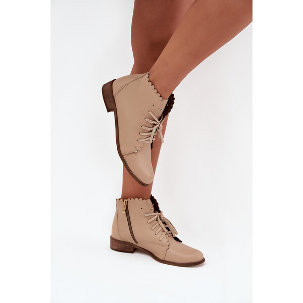 Kožené Čižmy Na Plochosť Bežové Zazoo 2964 64974499