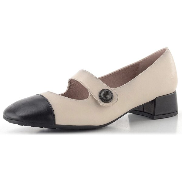 Hispanitas lodičky s priehlavkovým pásikom Oporto cream/black 65612182