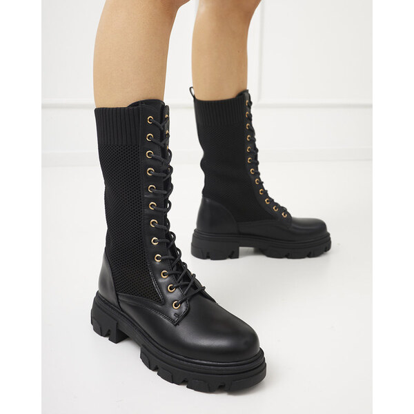 Resti Openwork black womens lace-up boots Buhomi - Footwear 64979019