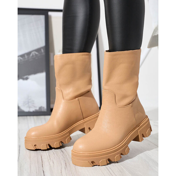 Resti Womens slip-on ankle boots with camel Mekira insulation - 64979048