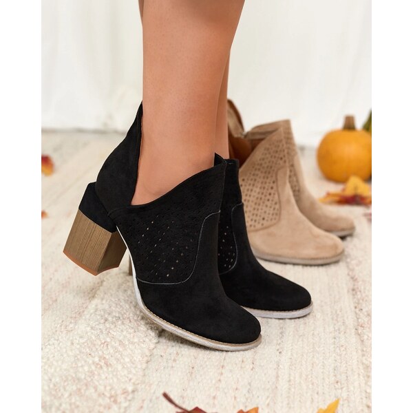 Resti Black womens boots on a post and with a cutout Neafla 64979067