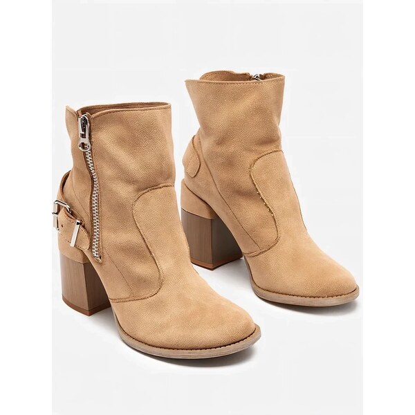 Resti Light brown eco suede womens boots on the post Emrica - Footwear 64979024