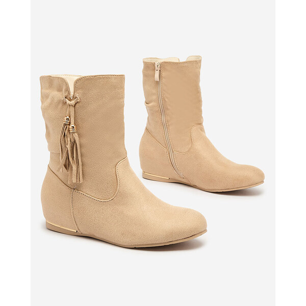Resti Beige eco-suede boots with a hidden anchor Lovely 64978991