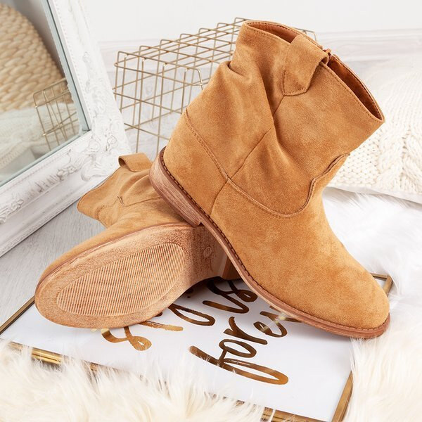 Resti Camel-colored cowboy boots on platforms Brunoki - Footwear 64978998