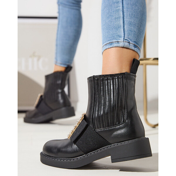 Resti Black womens ankle boots with Zenata ornament - Footwear 64979036