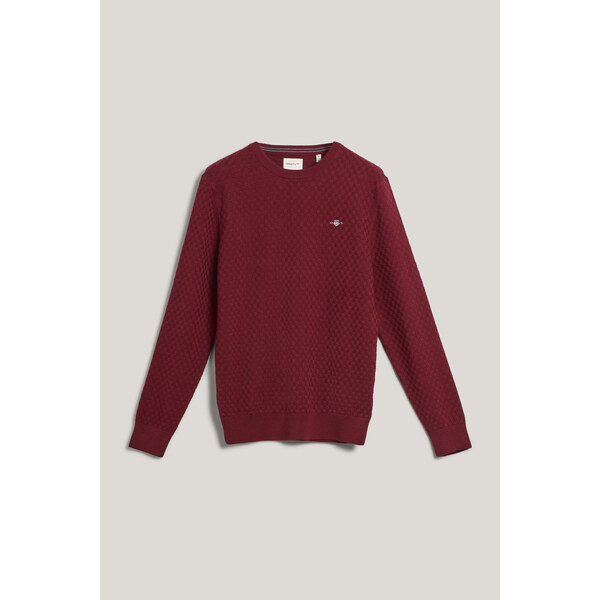 SVETER GANT MICRO TEXTURE C-NECK PLUMPED RED 64944464