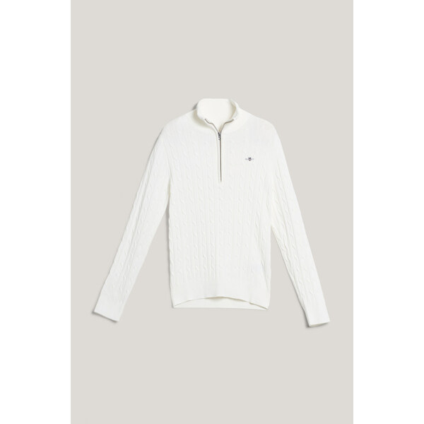 SVETER GANT STRETCH COTTON CABLE HALF-ZIP EGGSHELL 64944446
