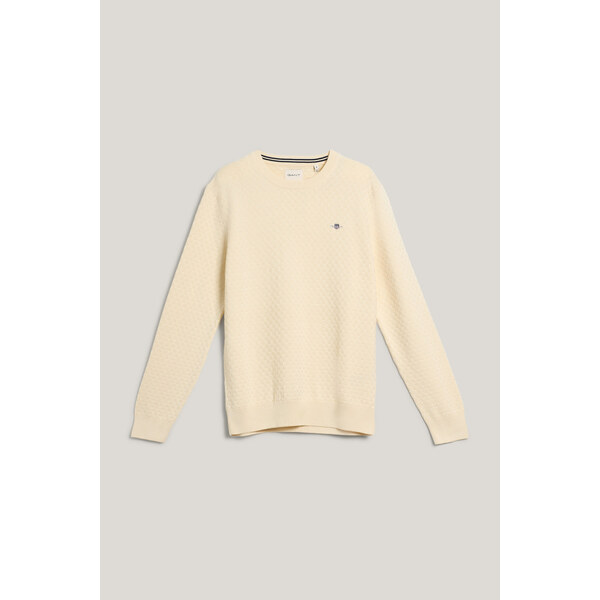 SVETER GANT MICRO TEXTURE C-NECK CREAM 64944462