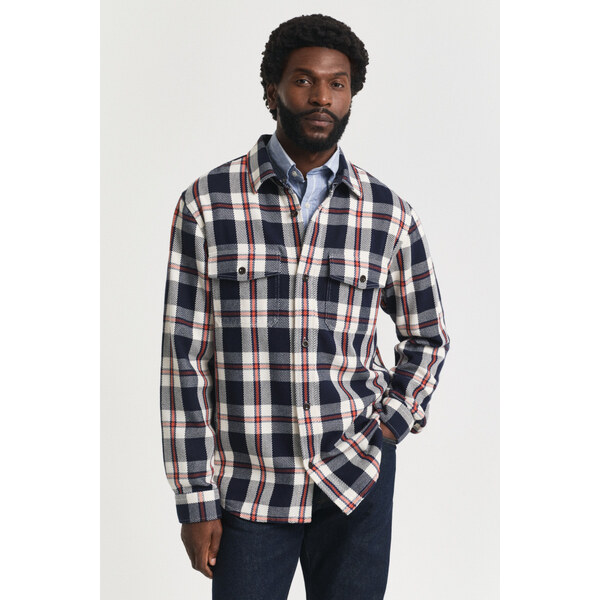 KOŠEĽA GANT HEAVY TWILL CHECK OVERSHIRT EVENING BLUE 64980709