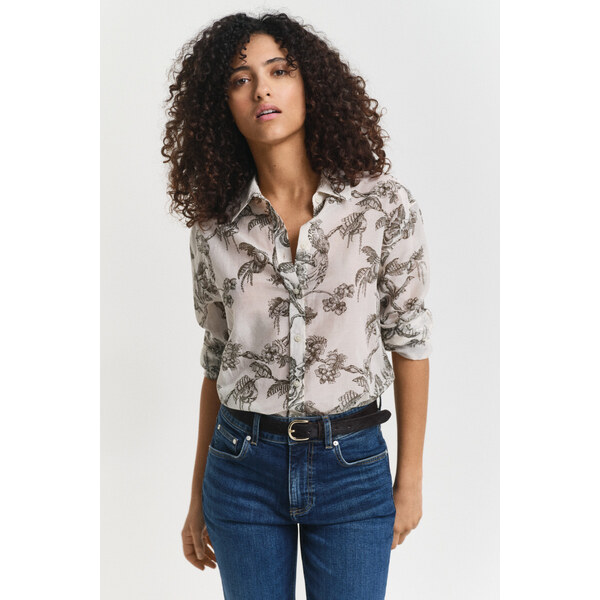 KOŠEĽA GANT REL TREE PRINT COT SILK SHIRT GREEN LAGOON 64980728