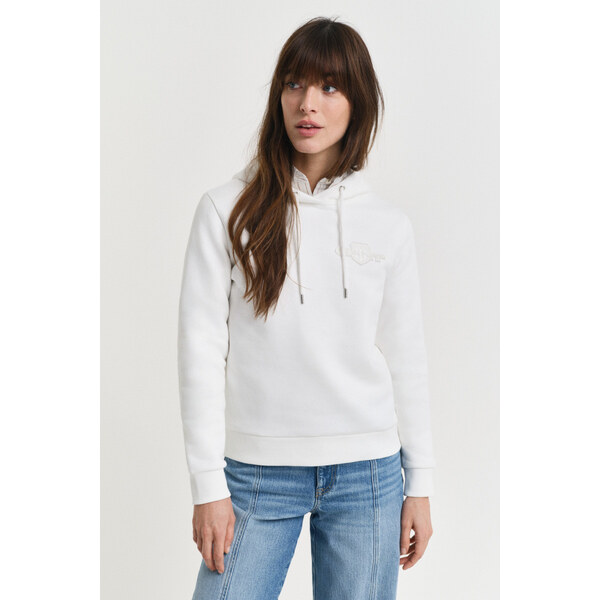 MIKINA GANT REG TONAL SHIELD HOODIE EGGSHELL 64980722