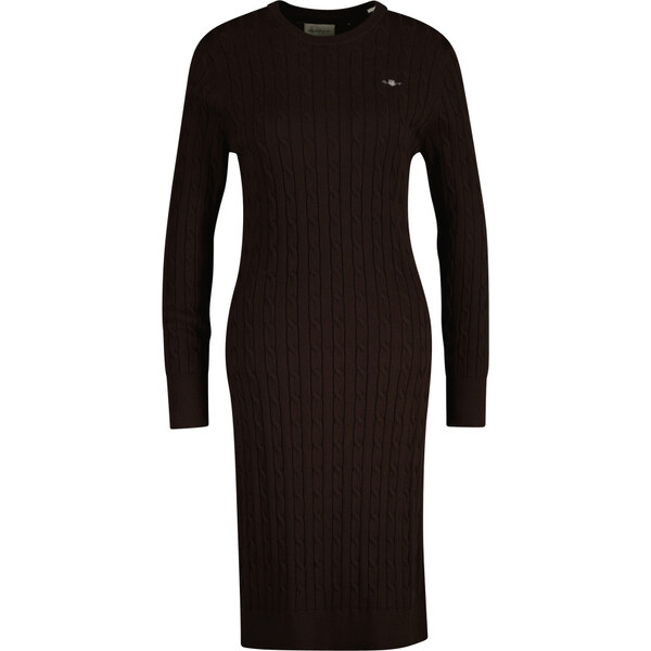 ŠATY GANT STRETCH COTTON CABLE C-NECK DRESS DEEP BROWN 64980732
