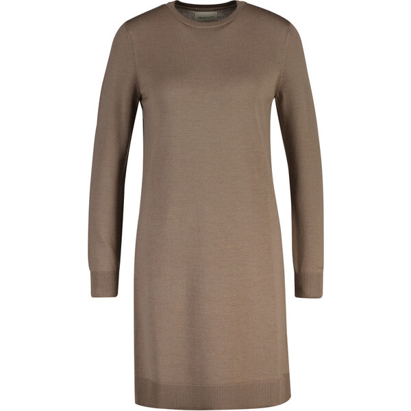 ŠATY GANT FINE MERINO KNITTED DRESS TAUPE BEIGE 64980736