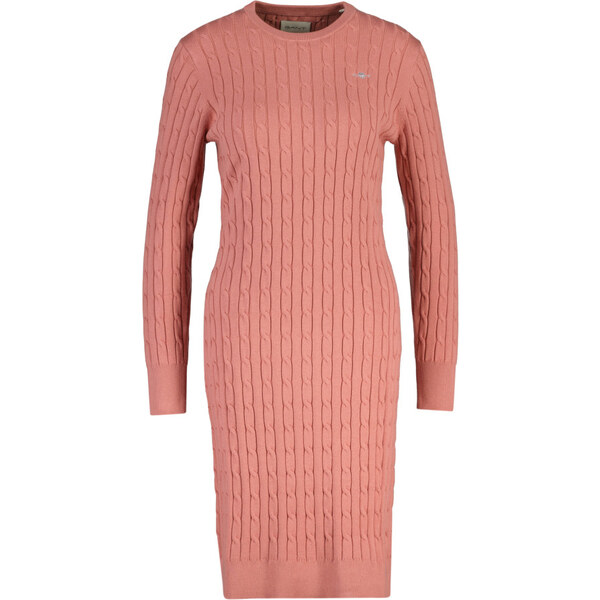 ŠATY GANT STRETCH COTTON CABLE C-NECK DRESS FADED BRICK 64980734
