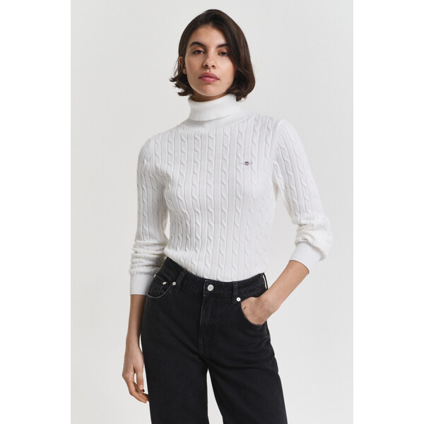 ROLÁK GANT STRETCH COTTON CABLE TURTLENECK EGGSHELL 64980739
