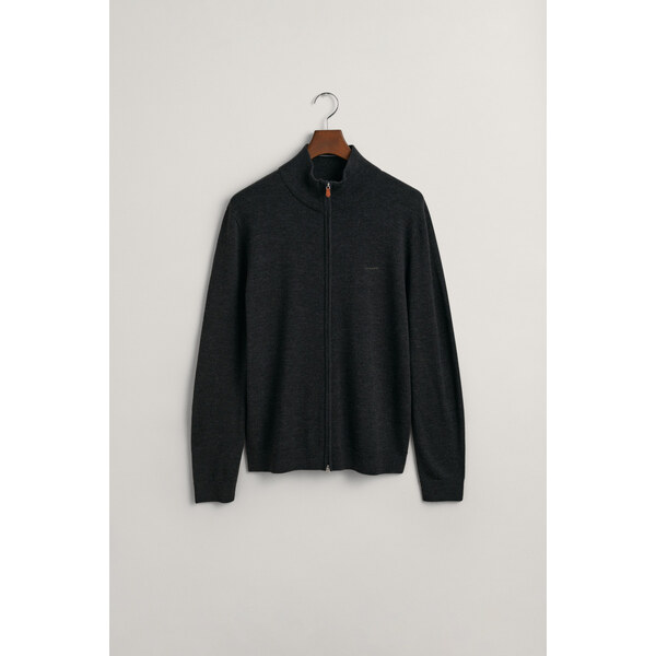 SVETER GANT EXTRAFINE MERINO WOOL ZIP CARDIGAN DK CHARCOAL MELANGE 64980751