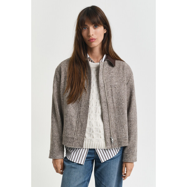 BUNDA GANT CONTRAST COLLAR WOOL JACKET DEEP BROWN 65451040