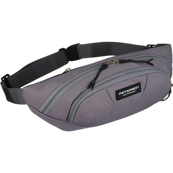 Tmavosivá športová ľadvinka z polyestru s viacerými vreckami – 64983343