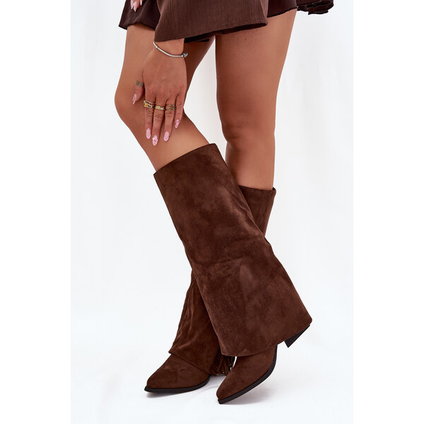 Boto Dámske Cowboy Topánky Na Opätku S Strapcami Hnedé Zalia 64988910