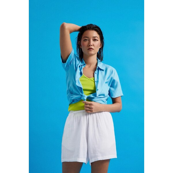 Womens Linen Shorts MOODO - White 65386006