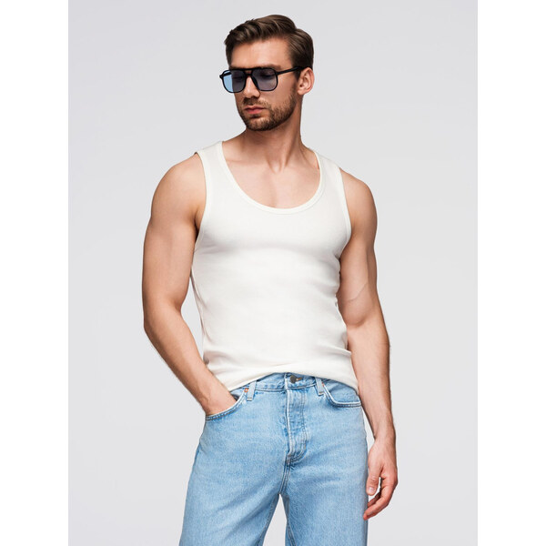 Ombre Mens cotton basic t-shirt with straps - white 64793455