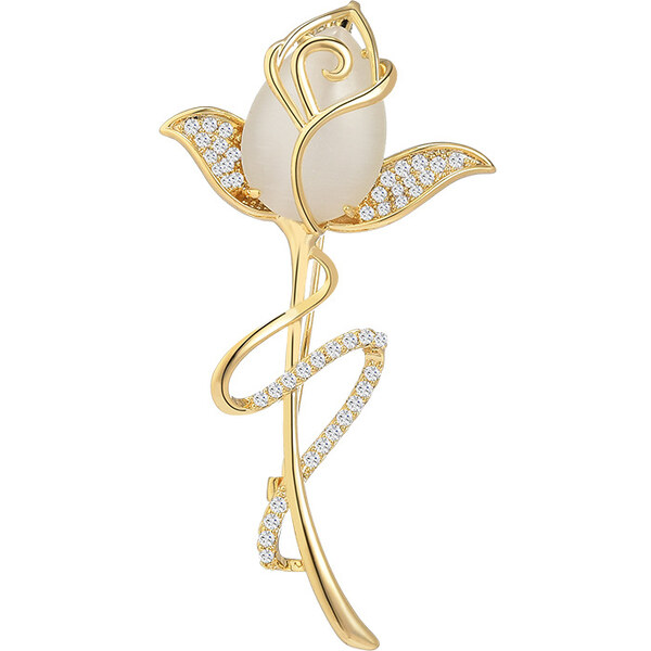 Troli Pozlátená brošňa Rozkvitajúca ruža Gold 66941104