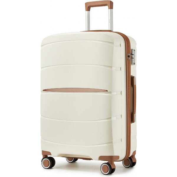 Kufor - KONO PP, stredný 24 s hnedými detailmi – béžový 67205612