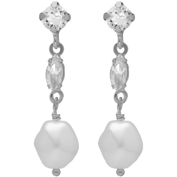 Victoria Cruz Strieborné náušnice s kryštálmi a barokovou perlou 66590920