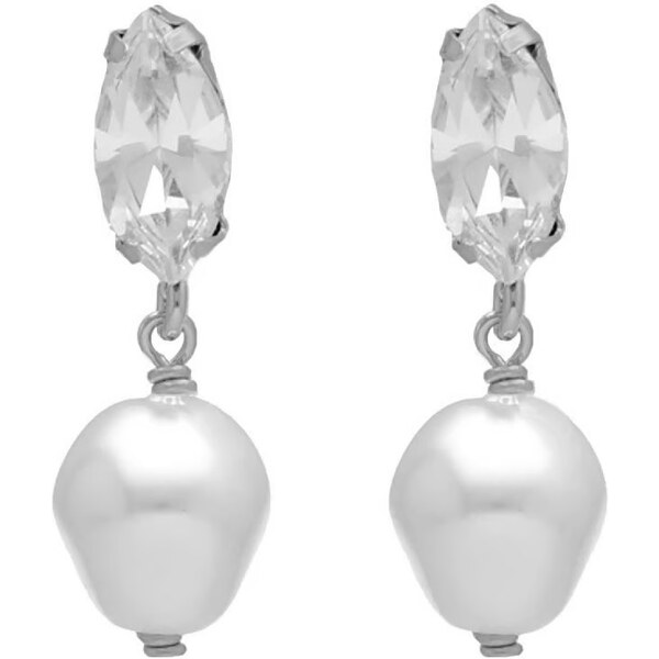 Victoria Cruz Trblietavé strieborné náušnice s barokovou perlou 66587138